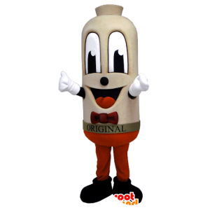 Mascot salsicha, homem grande bege, sorrindo - MASFR21173 - Mascotes não classificados