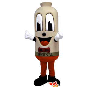 Mascot salsicha, homem grande bege, sorrindo - MASFR21173 - Mascotes não classificados