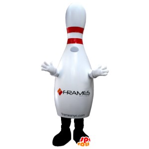 Hvit bowling maskot og rød kjempe - MASFR21175 - Maskoter gjenstander