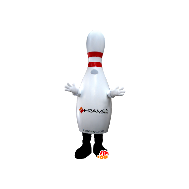 Witte bowling mascotte en rode reus - MASFR21175 - mascottes objecten