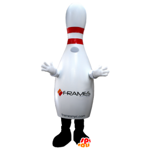 Witte bowling mascotte en rode reus - MASFR21175 - mascottes objecten