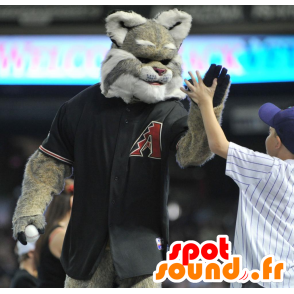 Lynx maskot, grå og hvid - Fox maskotter - MASFR21186 - SpotSound.fr