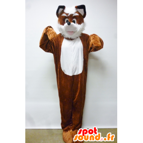 Mascotte de renard, de chien, orange et blanc - MASFR21187 - Mascottes Renard