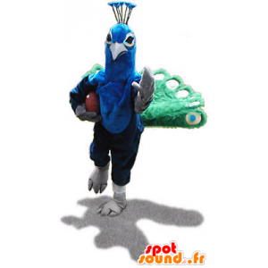 Pauw mascotte, groen en blauw - MASFR21192 - Mascot vogels