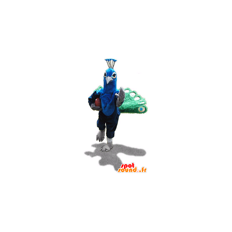 Peacock mascot, green and blue - MASFR21192 - Mascot of birds