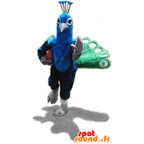 Peacock mascot, green and blue - MASFR21192 - Mascot of birds