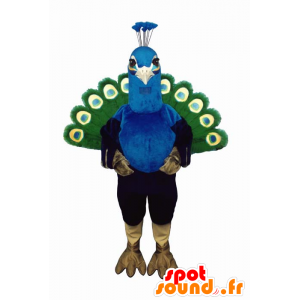 Mascotte de paon, vert et bleu - MASFR21192 - Mascotte d'oiseaux