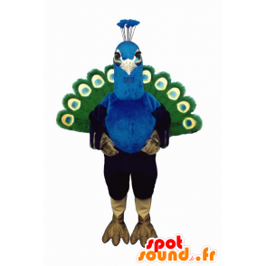 Peacock mascot, green and blue - MASFR21192 - Mascot of birds