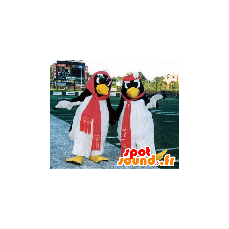 2 mascotas de pingüinos, en blanco y negro - MASFR21196 - Mascotas de pingüino