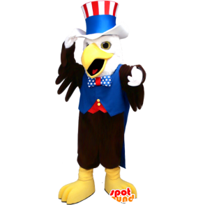 Mascotte d'aigle noir et blanc, en tenue de républicain - MASFR21200 - Mascotte d'oiseaux
