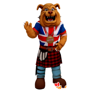 Mascotte de bulldog, habillé en tenue anglo-saxonne - MASFR21203 - Mascottes de chien