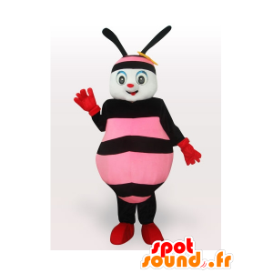 Rosa und schwarze Biene Maskottchen - MASFR21204 - Maskottchen Biene
