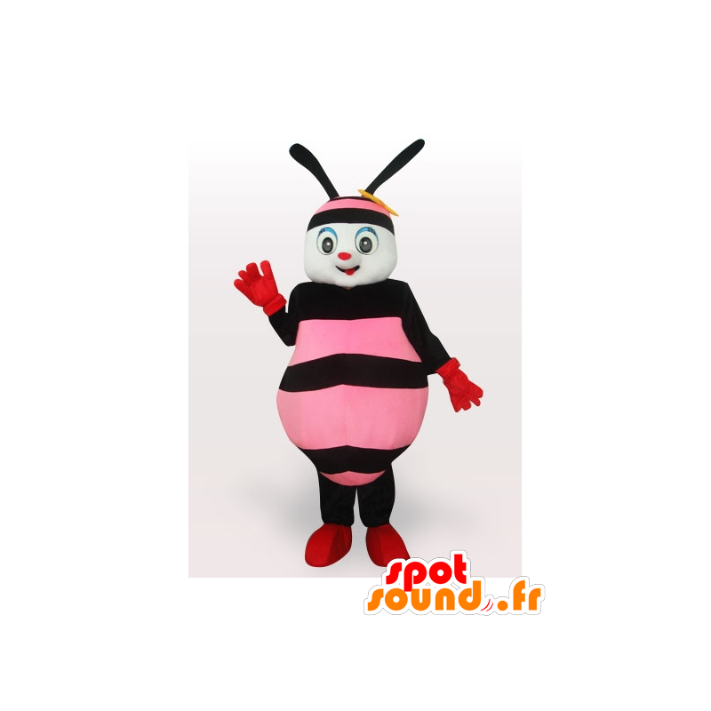 Rosa og svart bee maskot - MASFR21204 - Bee Mascot