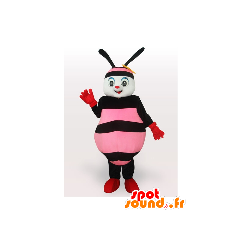 Roze en zwarte honingbij mascotte - MASFR21204 - Bee Mascot