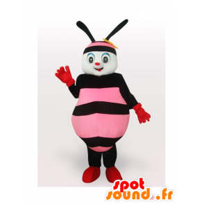 Pink og sort bi maskot - Spotsound maskot kostume