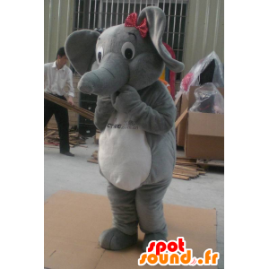 Grijze en witte olifant mascotte - MASFR21210 - Elephant Mascot
