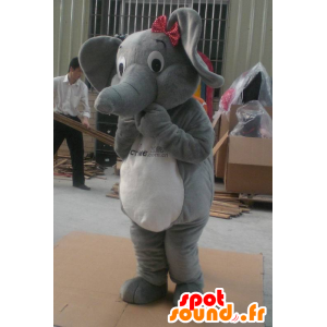 Mascotte d'éléphant gris et blanc - MASFR21210 - Mascottes Elephant