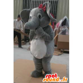 Grå og hvit elefant maskot - MASFR21210 - Elephant Mascot