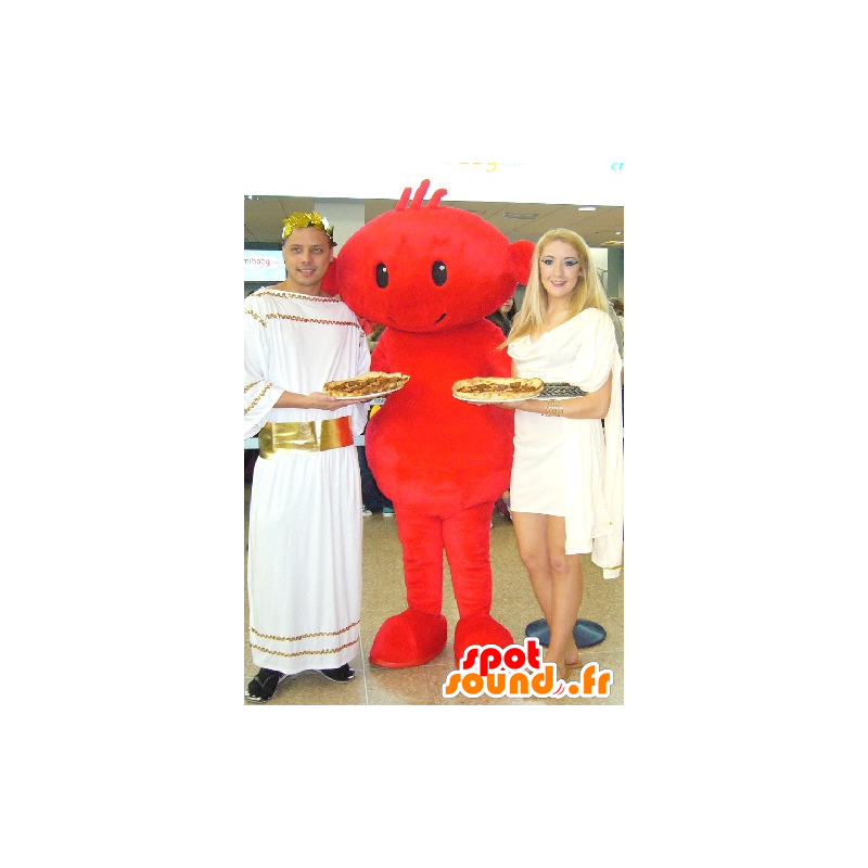 Maskot rød mann, smiling - MASFR21212 - Ikke-klassifiserte Mascots