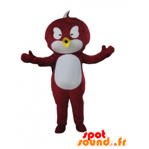 Rød og hvid fuglemaskot - Spotsound maskot kostume