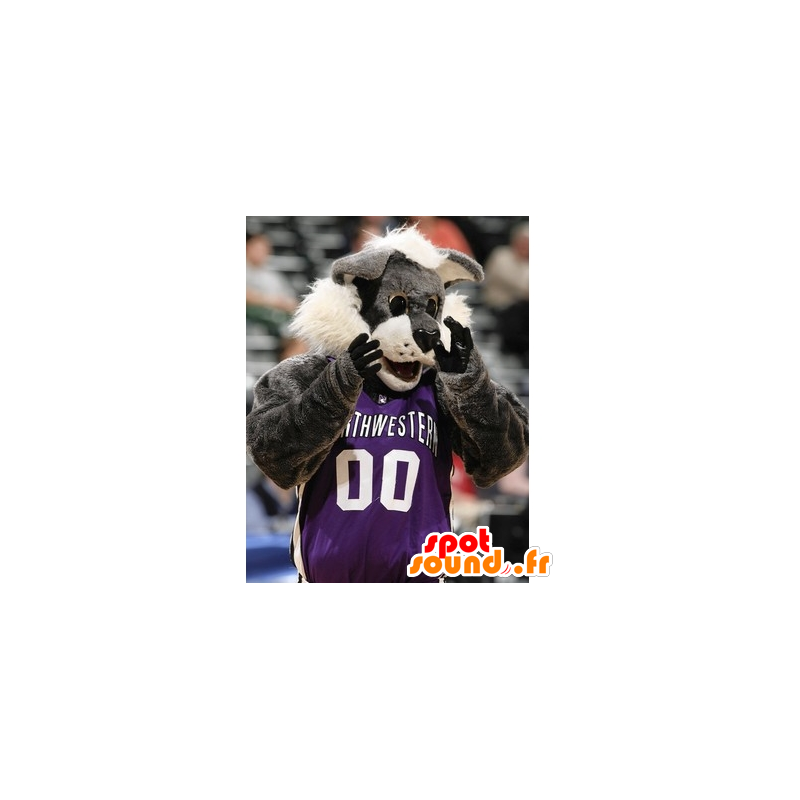 Gray and white tiger mascot - MASFR21218 - Tiger mascots Gray and white tiger mascot - MASFR21218 - Tiger mascots