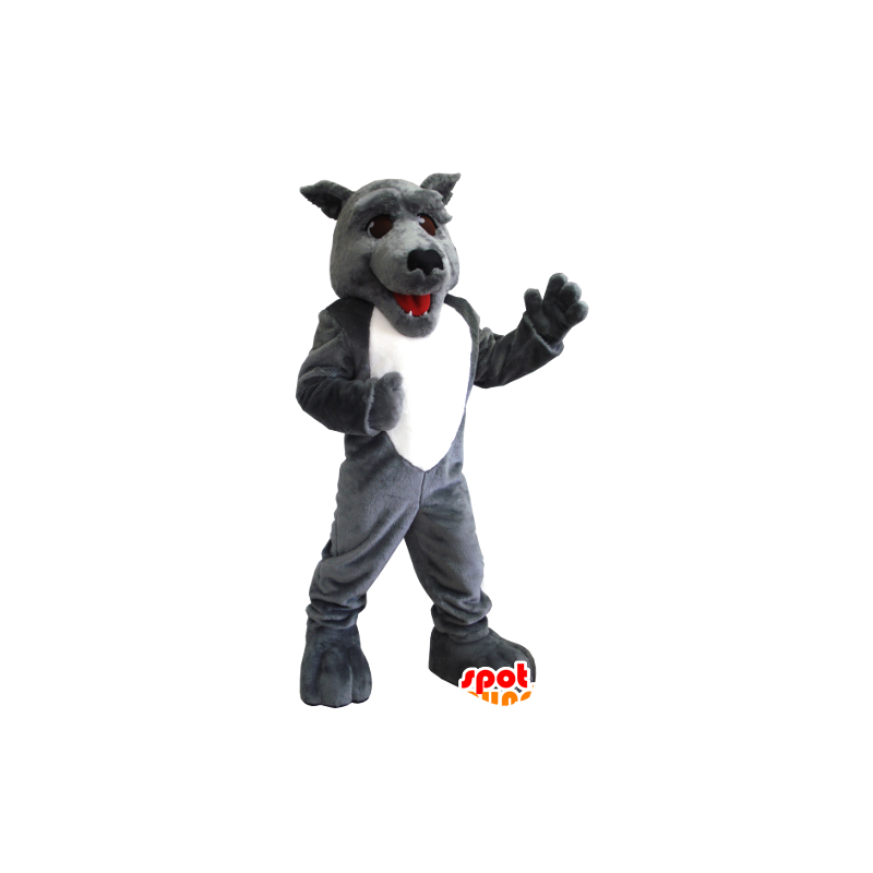 Gray and white wolf mascot - MASFR21219 - Mascots Wolf