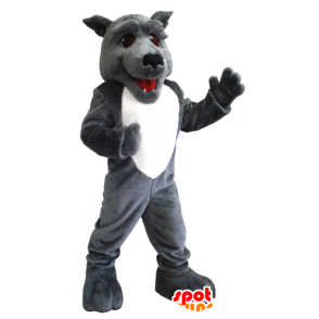 Mascotte de loup gris et blanc - MASFR21219 - Mascottes Loup