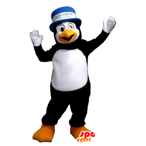 Mascot pinguim preto e branco com um chapéu - MASFR21221 - pinguim mascote