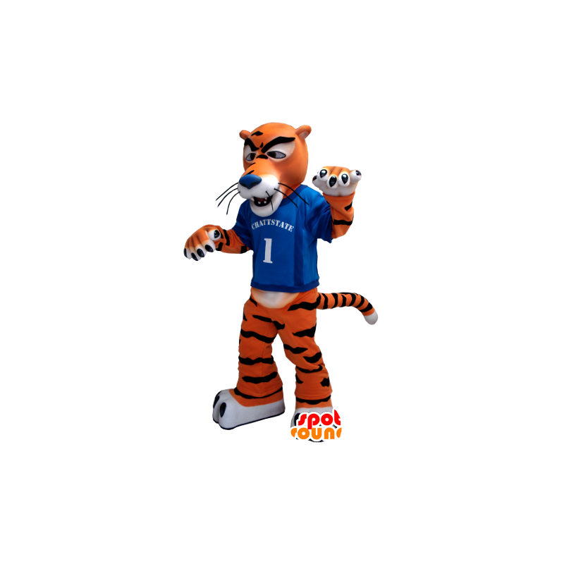 Oranje tijger mascotte, wit en zwart - MASFR21223 - Tiger Mascottes