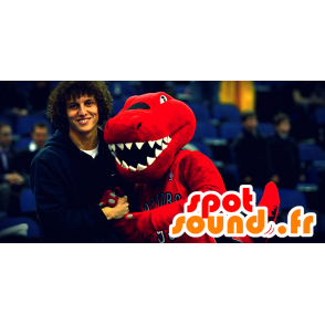 Mascotte de dinosaure rouge et noir - MASFR21224 - Mascottes Dinosaure