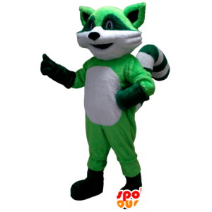 Mascotte de raton laveur vert et blanc - MASFR21225 - Mascottes de ratons