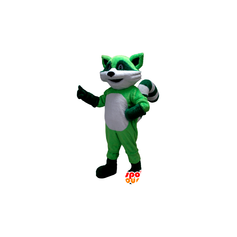 Green and white raccoon mascot - MASFR21225 - Mascots of pups