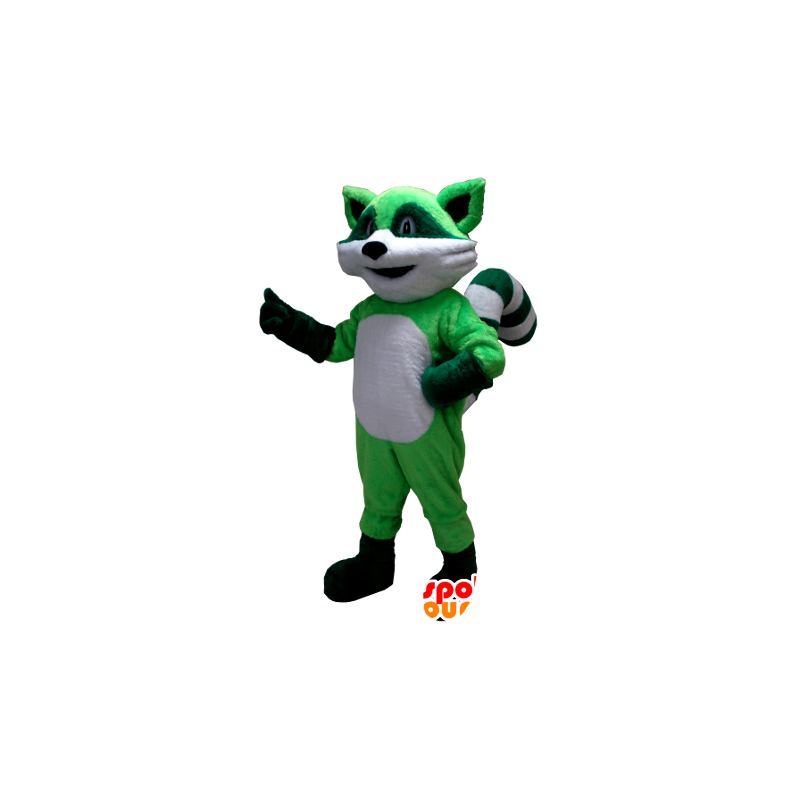 Mascotte de raton laveur vert et blanc - MASFR21225 - Mascottes de ratons