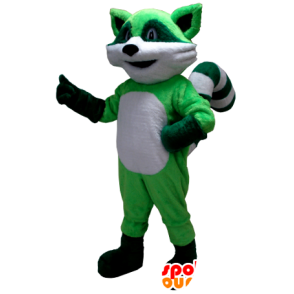 Green and white raccoon mascot - MASFR21225 - Mascots of pups