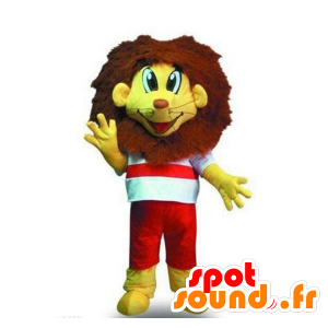 Mascot de leão pequeno amarelo e castanho - MASFR21228 - Mascotes leão