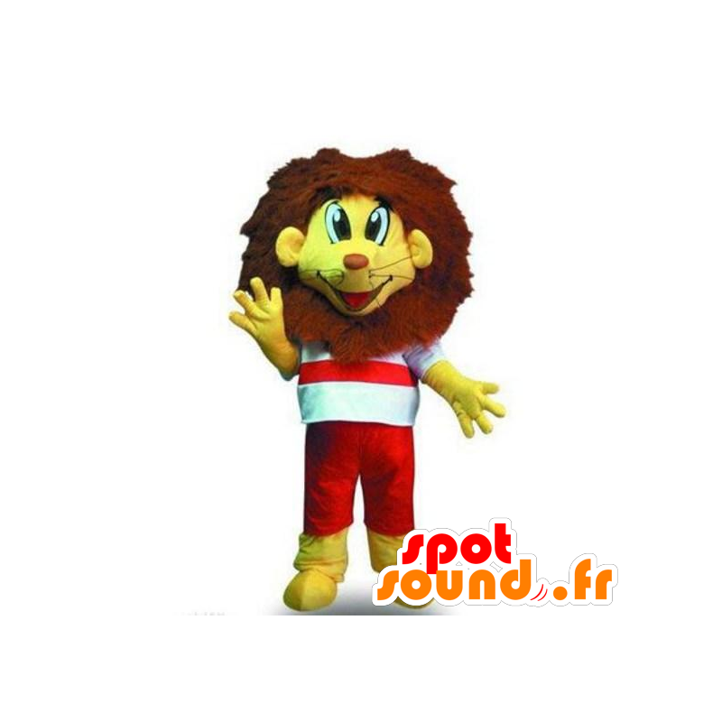 Mascot de leão pequeno amarelo e castanho - MASFR21228 - Mascotes leão