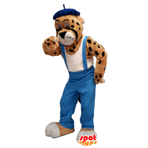 Leopard-Maskottchen, Geparden in Overalls - MASFR21229 - Tiger Maskottchen