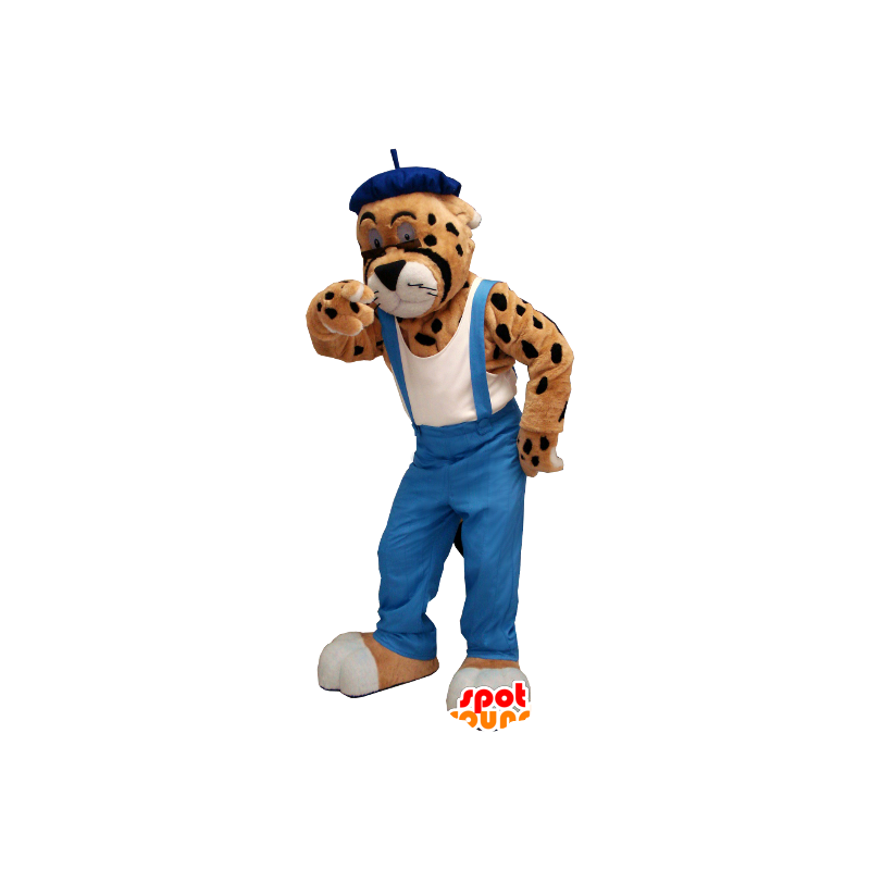 Leopard mascotte, cheetah in overalls - MASFR21229 - Tiger Mascottes