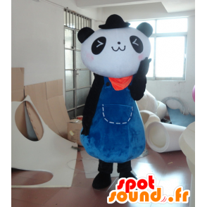 Maskotka czerni i bieli panda w niebieskiej sukience - MASFR21230 - pandy Mascot