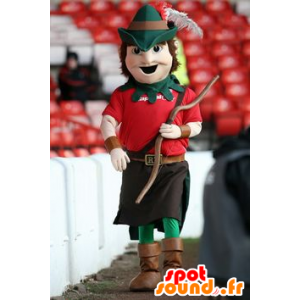 Mascot Robin Hood pukeutunut punainen ja vihreä - MASFR21236 - Mascottes Humaines