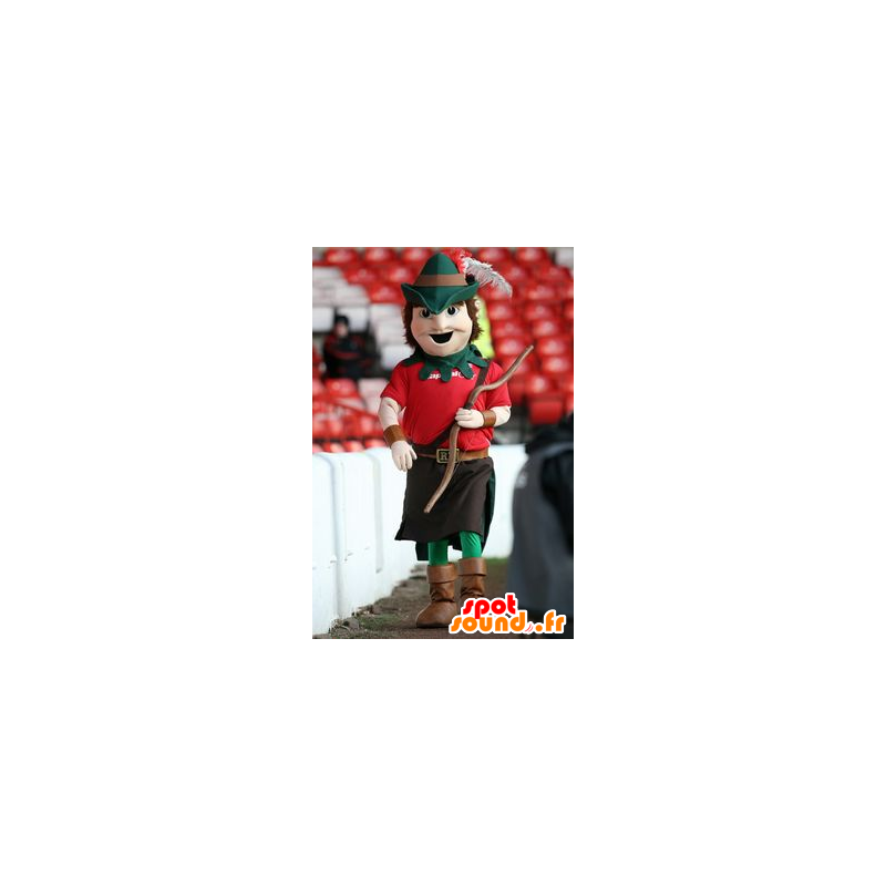 Robin Hood-maskot i röd och grön outfit - Spotsound maskot