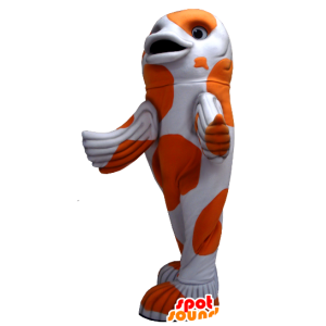 Hvid og orange fiskemaskot - Spotsound maskot kostume