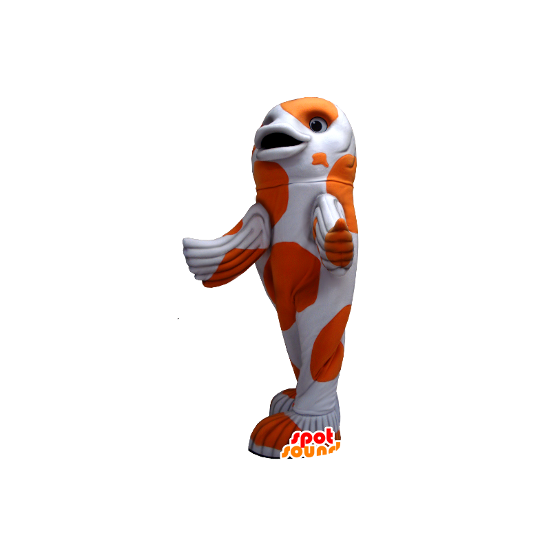 Vit och orange fiskmaskot - Spotsound maskot