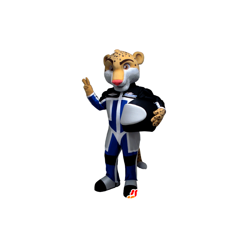 Mascotte de tigre, de léopard en tenue de pilote - MASFR21244 - Mascottes Tigre
