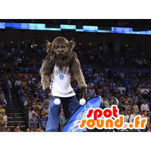 Brown buffalo mascot, very hairy - MASFR21245 - Animal mascots