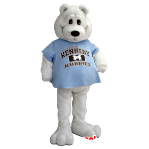 Mascota del oso polar con una camisa azul - MASFR21246 - Oso mascota