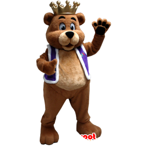 Brun bjørn maskot klædt som en konge - Spotsound maskot kostume