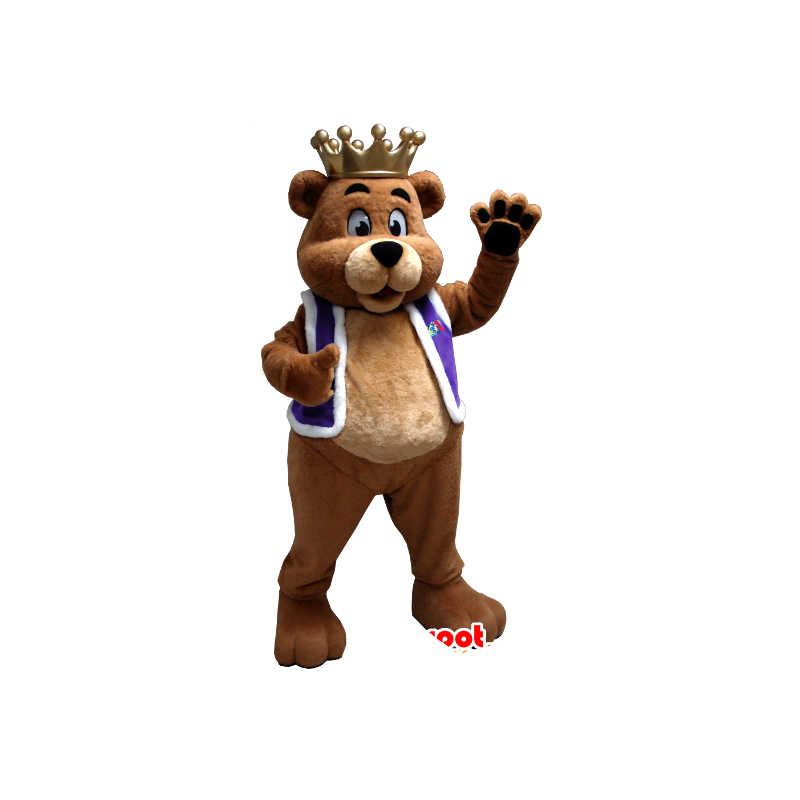 Brun bjørn maskot klædt som en konge - Spotsound maskot kostume