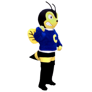 Mascot avispa amarillo y negro con aire agresivo - MASFR21256 - Abeja de mascotas