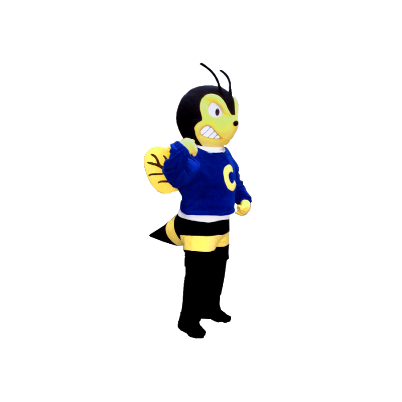 Mascot vespa amarelo e preto, com ar agressivo - MASFR21256 - Bee Mascot